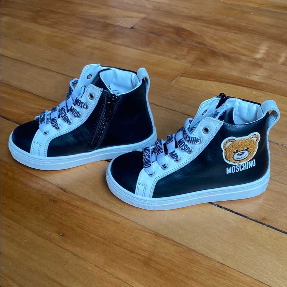 Moschino Black and White High-Top Sneakers